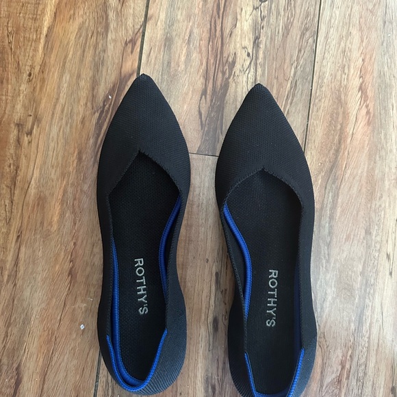 Rothy's Black Flats with Blue Accent - Picture 1 of 6